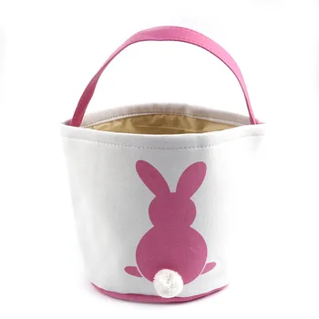

Convas Rabbit Printed Easter Rabbit Basket Eggs Bunny Easter Decorative Bag Egg Decorations Decors Ornaments Party Gift Bag
