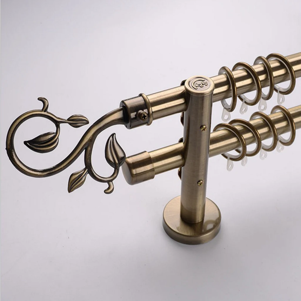 Durable Meat Curtain Rod Finials Window Drapery Blinds Pole End Cap 28mm Inner Diameter - Leaves