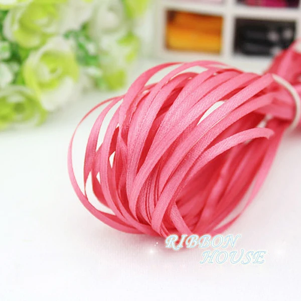

(20 meters/lot) 1/8" (3mm) Webbing Decoration Ribbon Watermelon Red Single Face Satin Ribbon Gift Christmas Ribbons