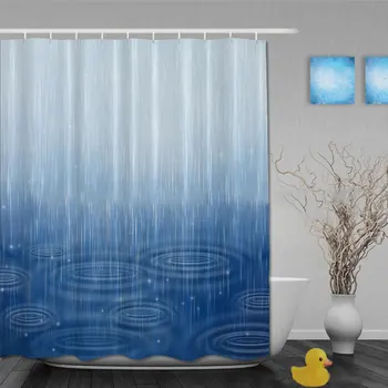 

Eco-Friendly Rain Water Bathroom Bath Shower Curtain Bathroom Products Moldproof Waterproof Pattern Bathroom Curtain for Home