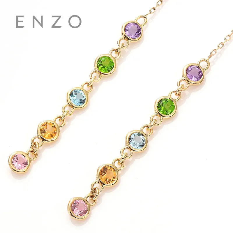 ENZO природных драгоценных камней цитрин/турмалин/Аметист/Топаз/Diopside10PC 0.65CT серьги