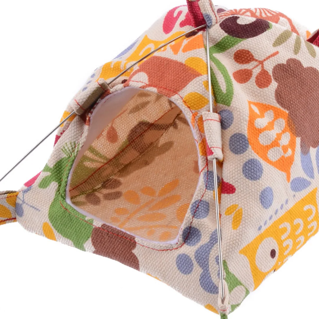 Cartoon Cat Pattern Hanging Cave Cage Hut Pet  Parrot Cage Snuggle Tent Hammock Bird Bed Cage Toy S/L