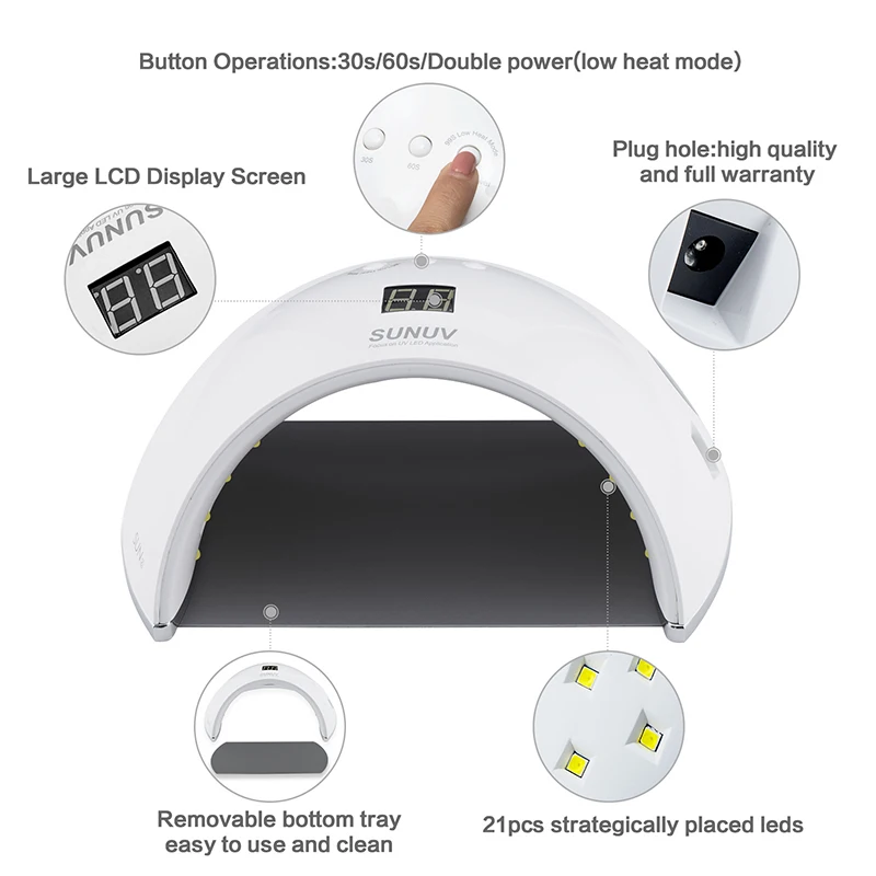 SUNUV SUN6 inteligente de la lámpara de uñas UV lámpara LED de Metal Fondo LCD temporizador multicolores para curar UV Gel esmalte de uñas herramientas de arte - 4