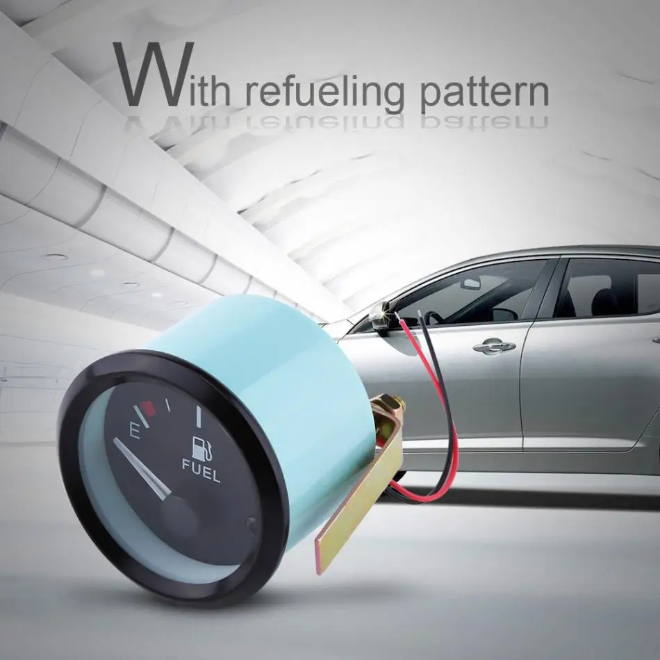 52mm Car Fuel Level Gauge LED Digital E 1/2 F Range Meter with Fuel Sensor Universal LED Fuel