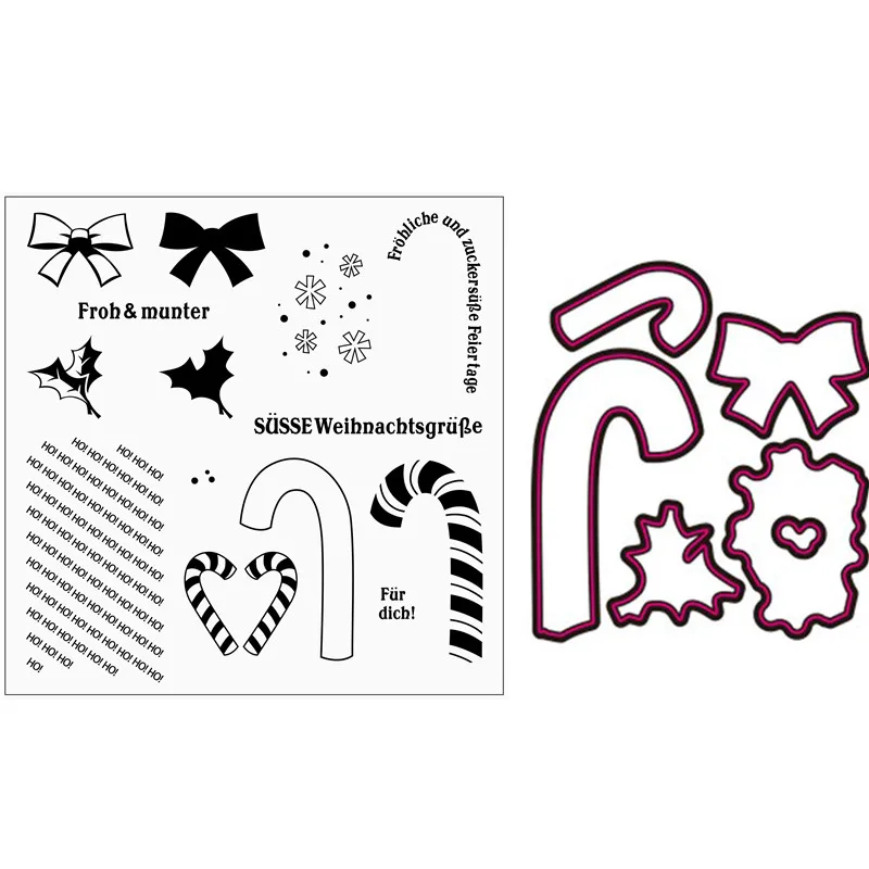

German bowknot Stamp And metal die for Scrapbooking Transparent Silicone Rubber DIY Photo Album Decor