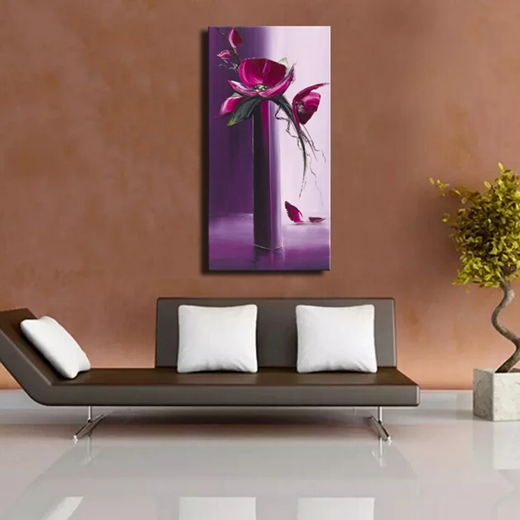 Декоративная картина маслом фиолетового цвета с ножом в палитре|oil painting|flower oil