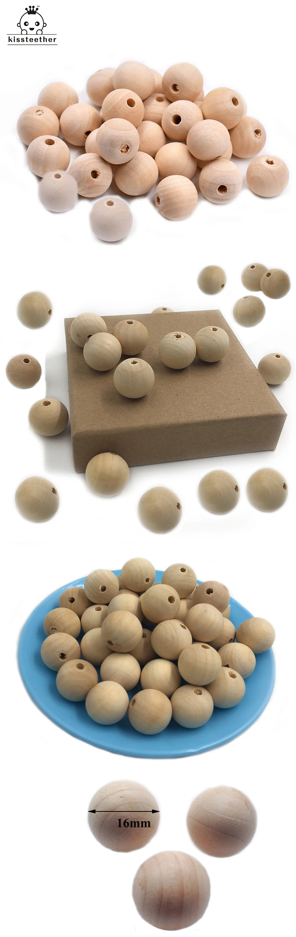 0,6"(16 мм) деревянные естественно округленные бусины для кормления грудью деревянный Прорезыватель игрушки для DIY Детский Прорезыватель ожерелья/браслеты