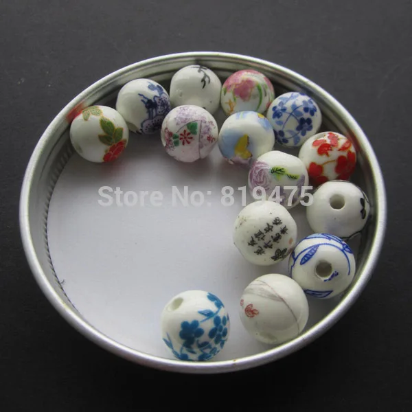 

30PCs Mixed Pattern Round Ceramic Beads 8 10 12mm Fashion beads for bracelet necklace