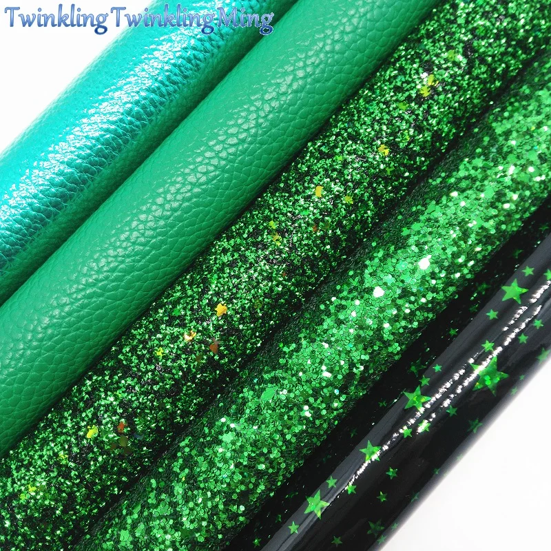 

GREEN Chunky Glitter Canvas Sheet, 8"x11" Glitter Sheets, Faux Leather Sheet, Chunky Glitter Hair Bow & Earring Fabric XM017