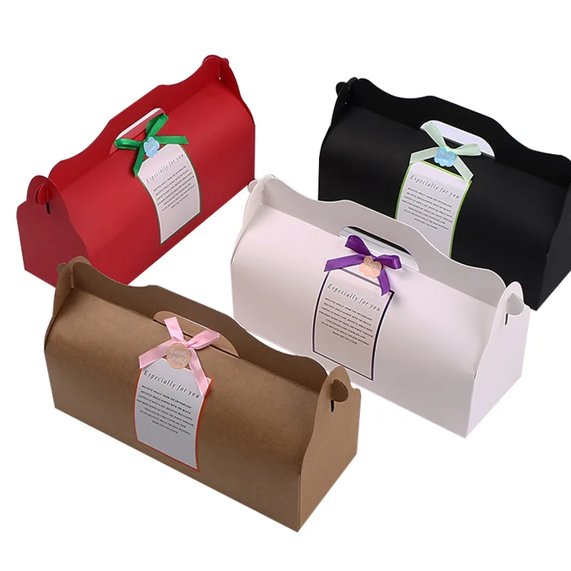 

2019 new solid paper gift bags handbags portable macaron mooncake packaging boxes kraft paper box gift box for wedding favor