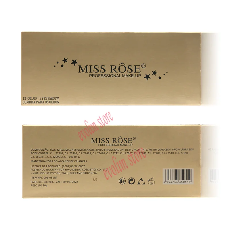 Miss Rose 12 цветов Палитра теней для век матовые водонепроницаемые мерцающие