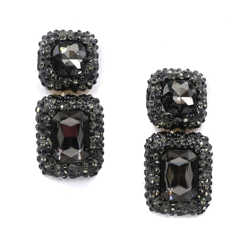 JURAN, женские модные квадратные серьги с кристаллом, OL стиль, 6 цветов, женские серьги, очаровательные аксессуары, модные ювелирные изделия, опт, F1309 - Окраска металла: black
