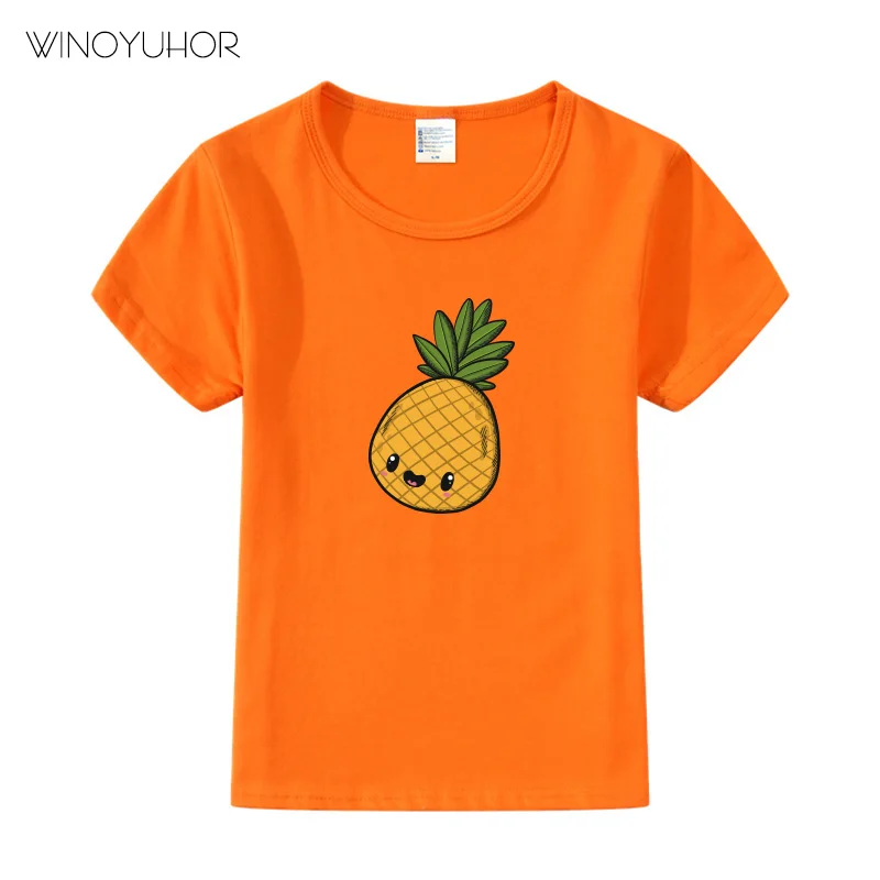 Summer Hot Sale Kids Boys Girls Short Sleeve T Shirt Pineapple Pattern Print Cute Tops Tee Funny Summer T-shirt 2-11 T