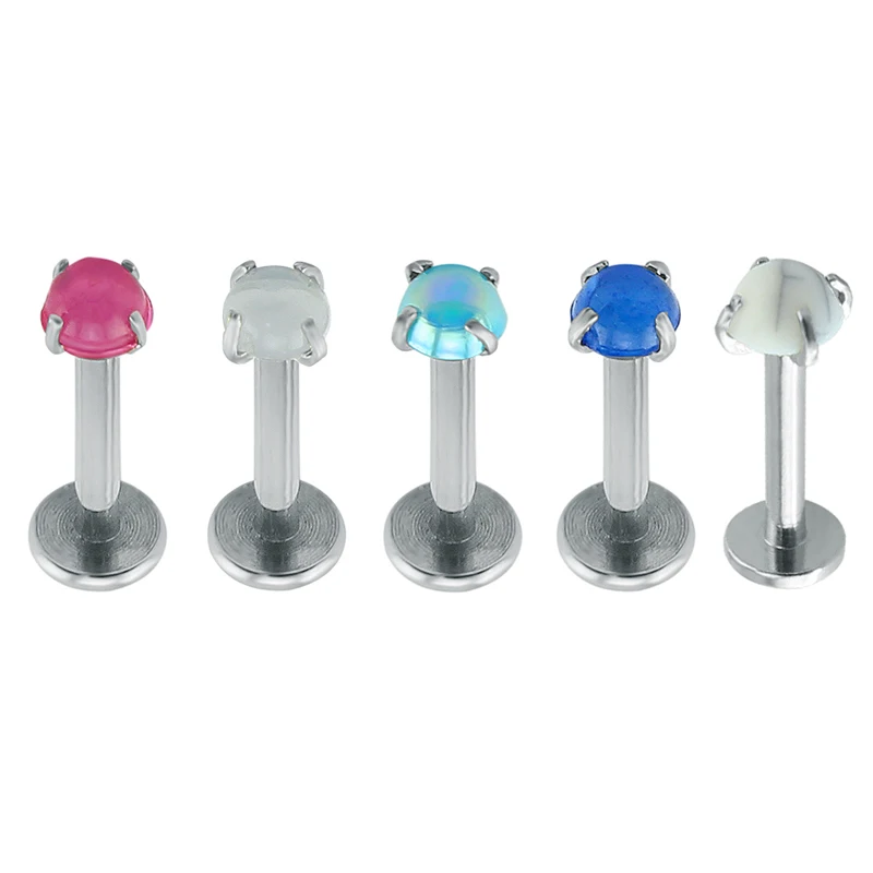 Surgical Steel 16g Labret Lip Stud Colorful Stone Lip Stud Fashion Earrings Monroe Piercing