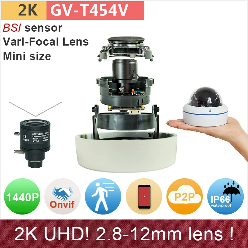 bilder für 2,8-12mm 2 Karat UHD (4*720 P) ip-kamera mini dome 4mp/1080 P full HD ONVIF cctv überwachungskamera im freien wasserdichte GANVIS GV-T454V bilder für 2,8-12mm 2 Karat UHD (4*720 P) ip-kamera mini dome 4mp/1080 P full HD ONVIF cctv überwachungskamera im freien wasserdichte GANVIS GV-T454V