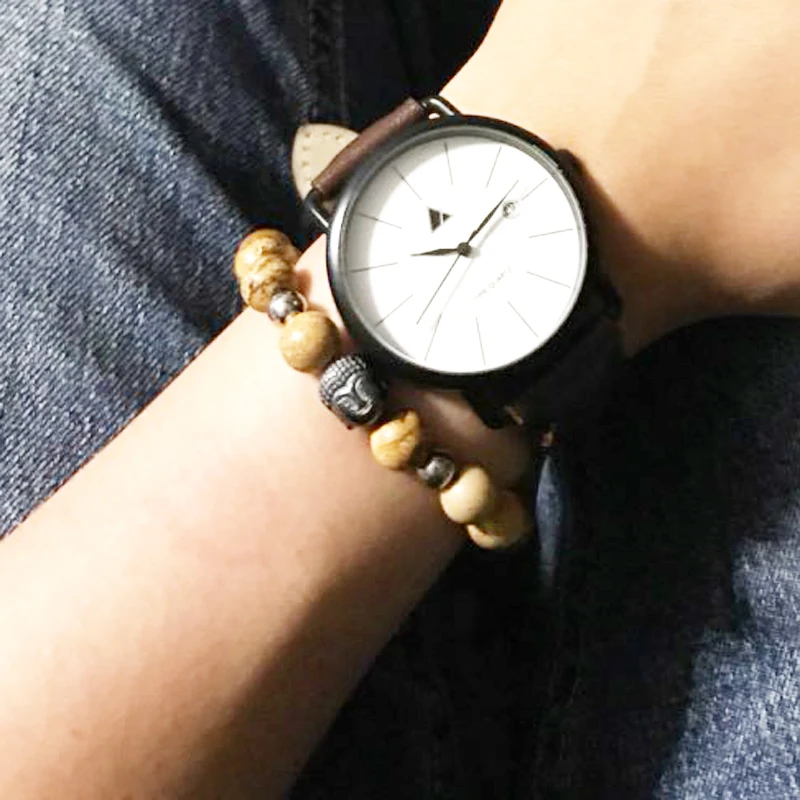 Mcllroy Natural Stone Bead Buddha Bracelet Men Black Onyx Tiger Eye Stone Bracelets For Women Bracelet pulseira masculina