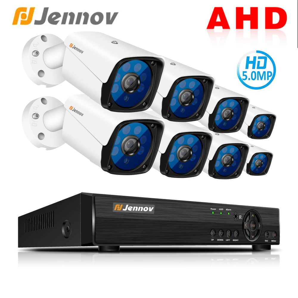 

Jennov 8CH 5.0MP HD CCTV Kit AHD Camera Video Surveillance Set Security Camera System IP Camera P2P Metal Cover Night Vision