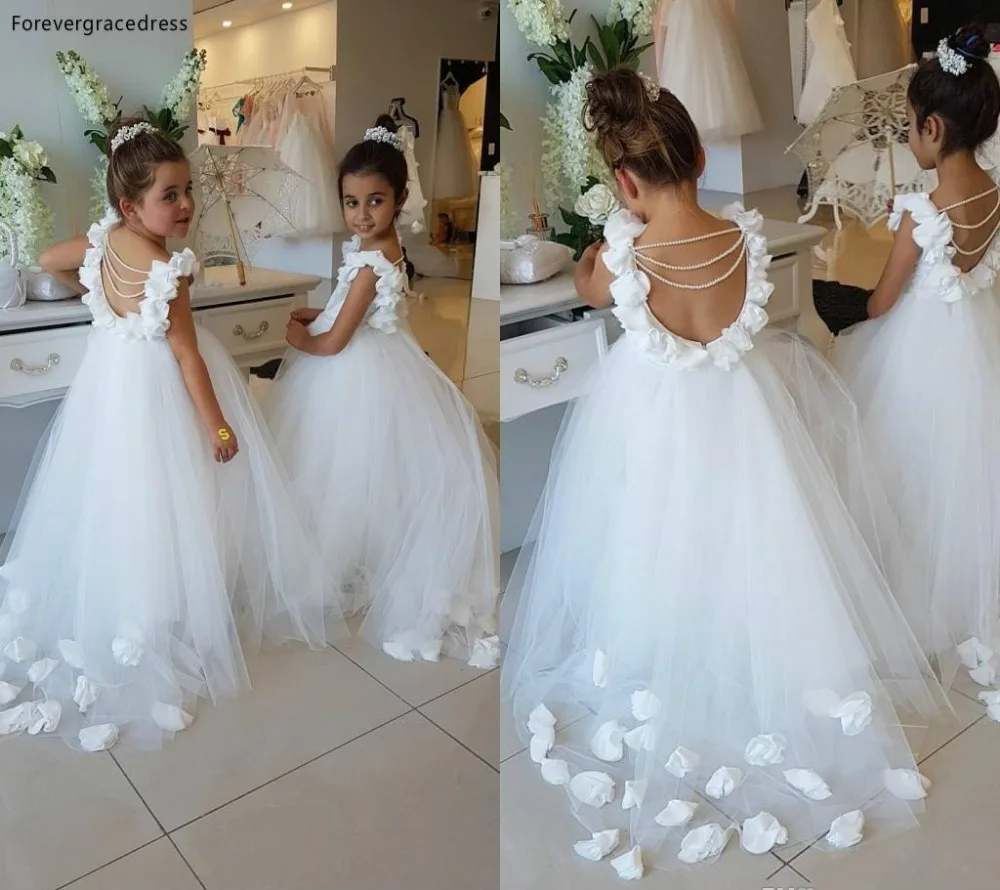 

Cute Flower Girls Dresses 2019 New White Tulle A Line Vintage Princess Daughter Toddler Pretty Kids Children Pageant Gowns
