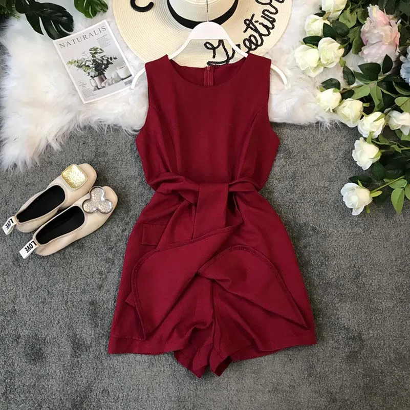 Summer Casual Romper Women Playsuit Sleeveless Bodysuit Wide-Legged Holiday O-Neck Overalls For Women Feminino Combinaison Femme Summer Casual Romper Women Playsuit Sleeveless Bodysuit Wide-Legged Holiday O-Neck Overalls For Women Feminino Combinaison Femme