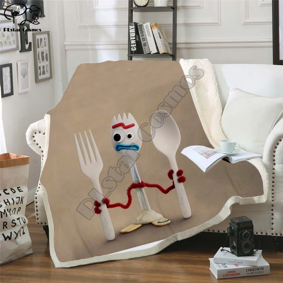 

Forky new Toy Story 4 The Walking Toys Sherif Woody Blanket 3D print Sherpa Blanket on Bed Home Textiles Dreamlike style-2