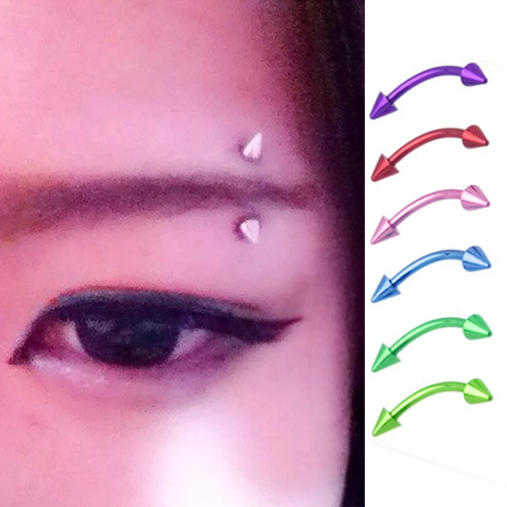 

1Pcs Eyebrow Ear Bar Stud Colorful Punk Anodised Lip Stud Rock GothicTitanium Steel Cone Curve Barbell Nipple Body Piercing