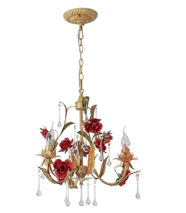 Rose Pendant Lights Flower Drop Crystal Flower Hanging Lamp Home Decor