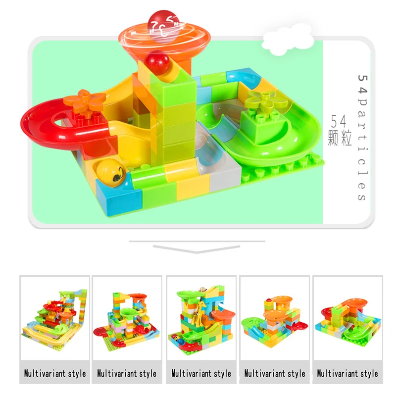 Variety Construction Marble Race Run Maze Balls Track Building Blocks Big Size Educational Bricks Compatible with Legoed Duploed