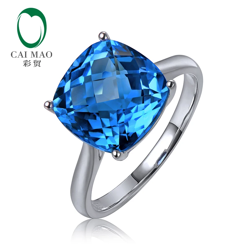 CAIMAO 6.65ct натуральное швейцарское голубое Шахматное ограненное 14K белое золото AU585