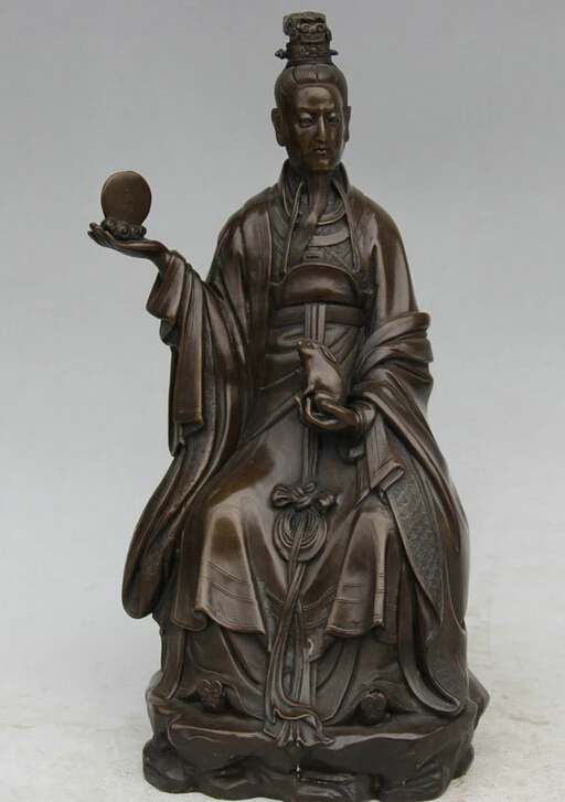 

S1975 14" Chinese Bronze Moon God matchmaker marriage immortal armful Rabbit Statue D0318