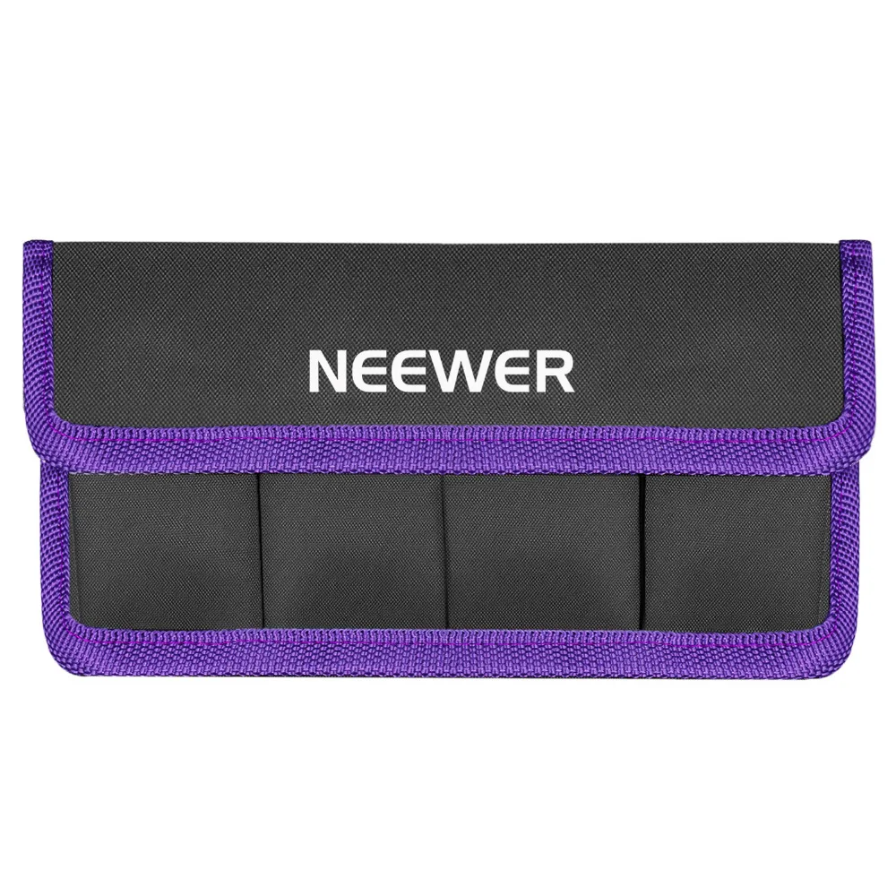 

Neewer DSLR Battery Bag Holder Purple Case for AA Battery and lp-e6 lp-e8 lp-e10 lp-e12 en-el14 en-el15 fw50 f550 and More