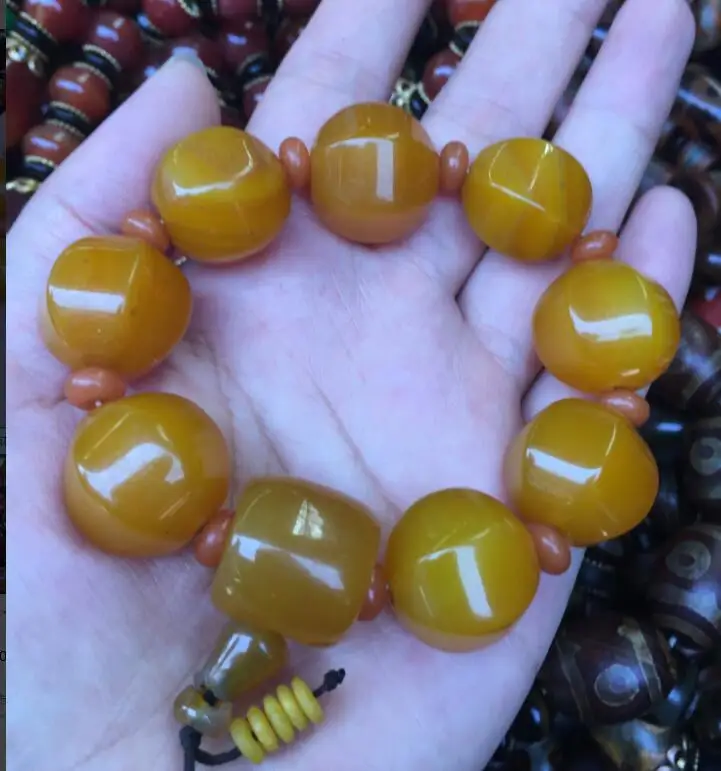 Большой жесткий браслет из бисера красный желтый коричневый 20 мм | Украшения и