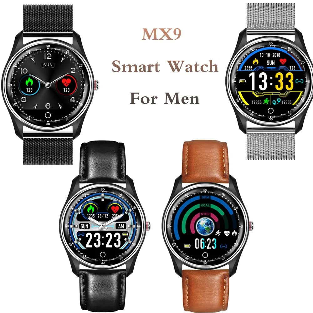 

MX9 Smart Watch For Men ECG PPG IP68 Waterproof Color Screen Heart Rate Boold Pressure Monitor Call Reminder Sport Bracelet Men