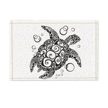 

Creative Turtle Painting in Black and White Bath Rugs for Bathroom, Non-Slip Floor (Multi24)