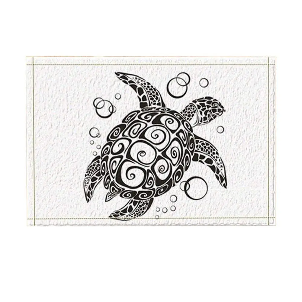 Creative Turtle Painting in Black and White Bath Rugs for Bathroom Non-Slip Floor (Multi24) | Дом и сад
