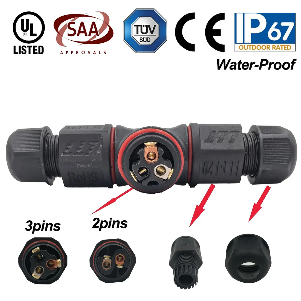 IP67 Waterproof connector 15A 300V LED wire to wire connectors