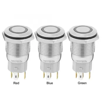 

40pcs 16mm Self-locking Metal Push Button Switch 12V LED Light 5-Pin