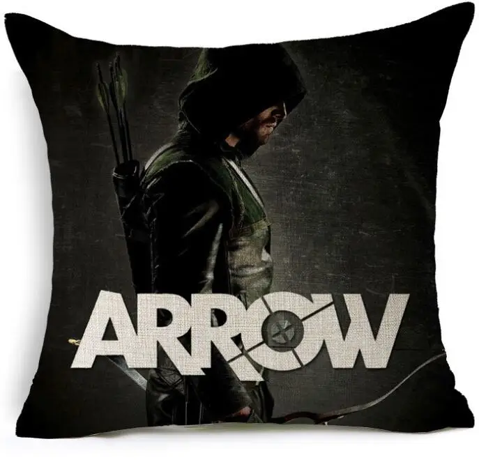 

Green Arrow Cushion Cover Printing Linen Throw Pillows Cover Car Sofa Home Decorative Pillowcase decorativos cojines 45x45cm