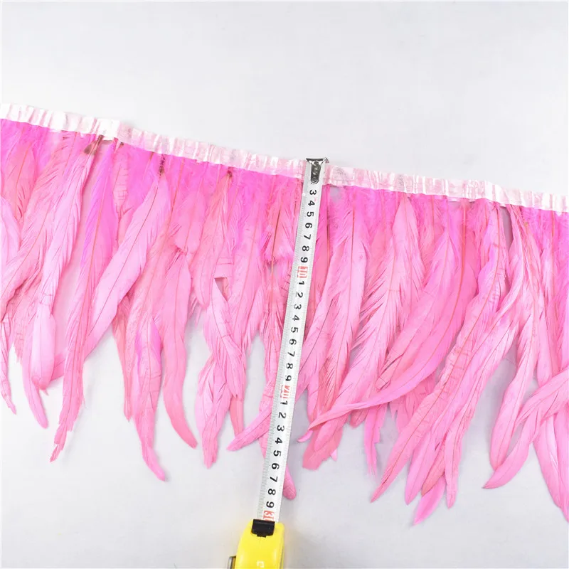 1 метр фазан петух хвост черный перо лента отделка 25-30 см DIY Декор Перья для рукоделия платье юбка карнавальные костюмы Плюмы - Цвет: Pink