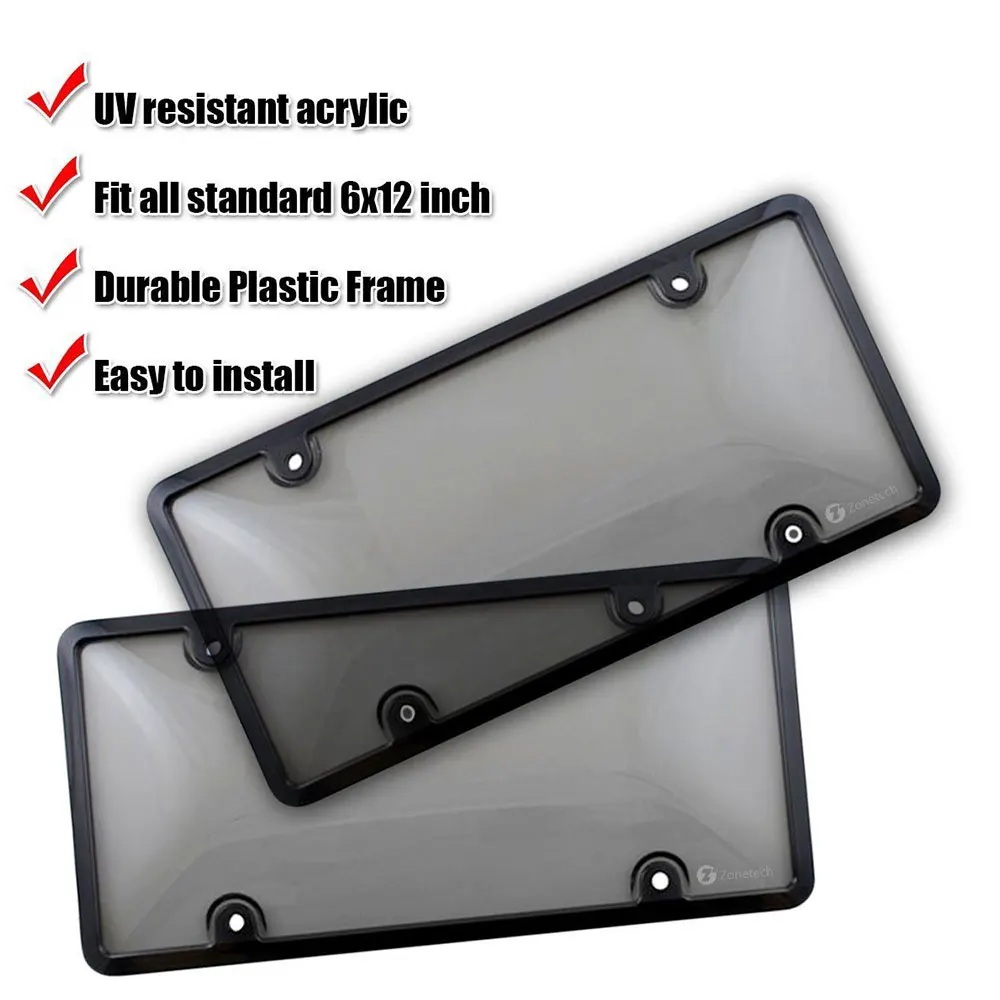 4/Set Tinted Smoke License Plate License Plate Frames Car Registration