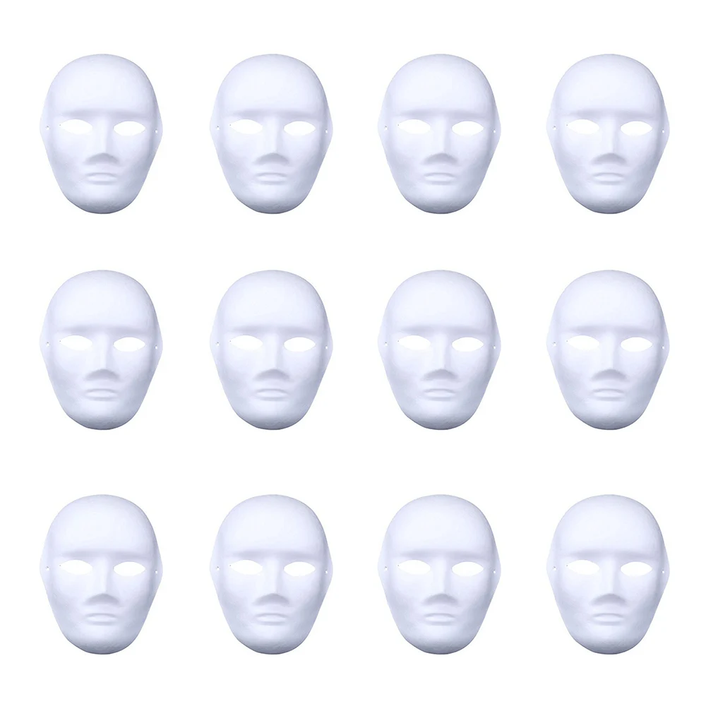 

12pcs Children Party Mask DIY Masquerade Halloween Blank Painting Mask