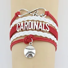 Бесконечность любовь кардиналы бейсбольные Браслеты Шарм ручной плетеный кожаный переплетения Браслеты для женщин мужчин Рождественский пода