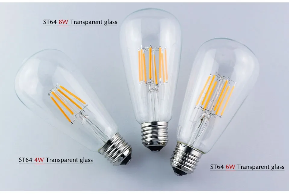 Винтажные лампы накаливания Эдисона ST64 COB светодиодные лампы E27 4 Вт 6 Вт 8 Вт 220 В с регулируемой яркостью A60 светодиодные лампы заменить 60 Вт 80 Вт 100 Вт лампы накаливания
