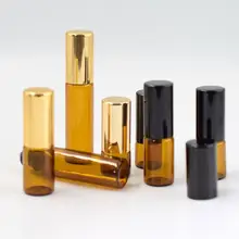 1 мл 2 мл 3 мл 5 мл 10 мл рулон на портативный Янтарный стеклянный многоразовый флакон духов пустой чехол для эфирного масла с металлической крышкой 100 шт/партия