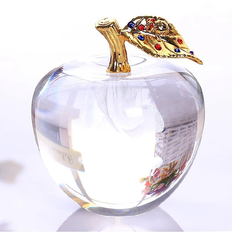 80MM Crystal Apple Paperweight Wedding Decoration Crystal Ball Craft Home Decoration