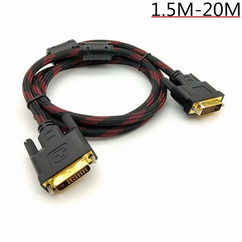 Высокоскоростной DVI к DVI кабель адаптер 24+ 1 pin DVI-D позолоченный кабель dvi поддерживает 3D 1080P