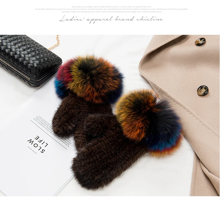Glaforny брендовые модные зимние женские Перчатки натуральная 100% натуральный мех норки перчатки трикотажные варежки толстые теплые меховые