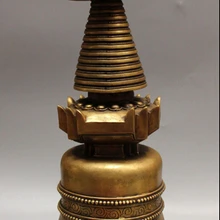 2" Китайский Тибетский Бронза Буддизм Будда Ступа Пагода Религия Башня Статуя