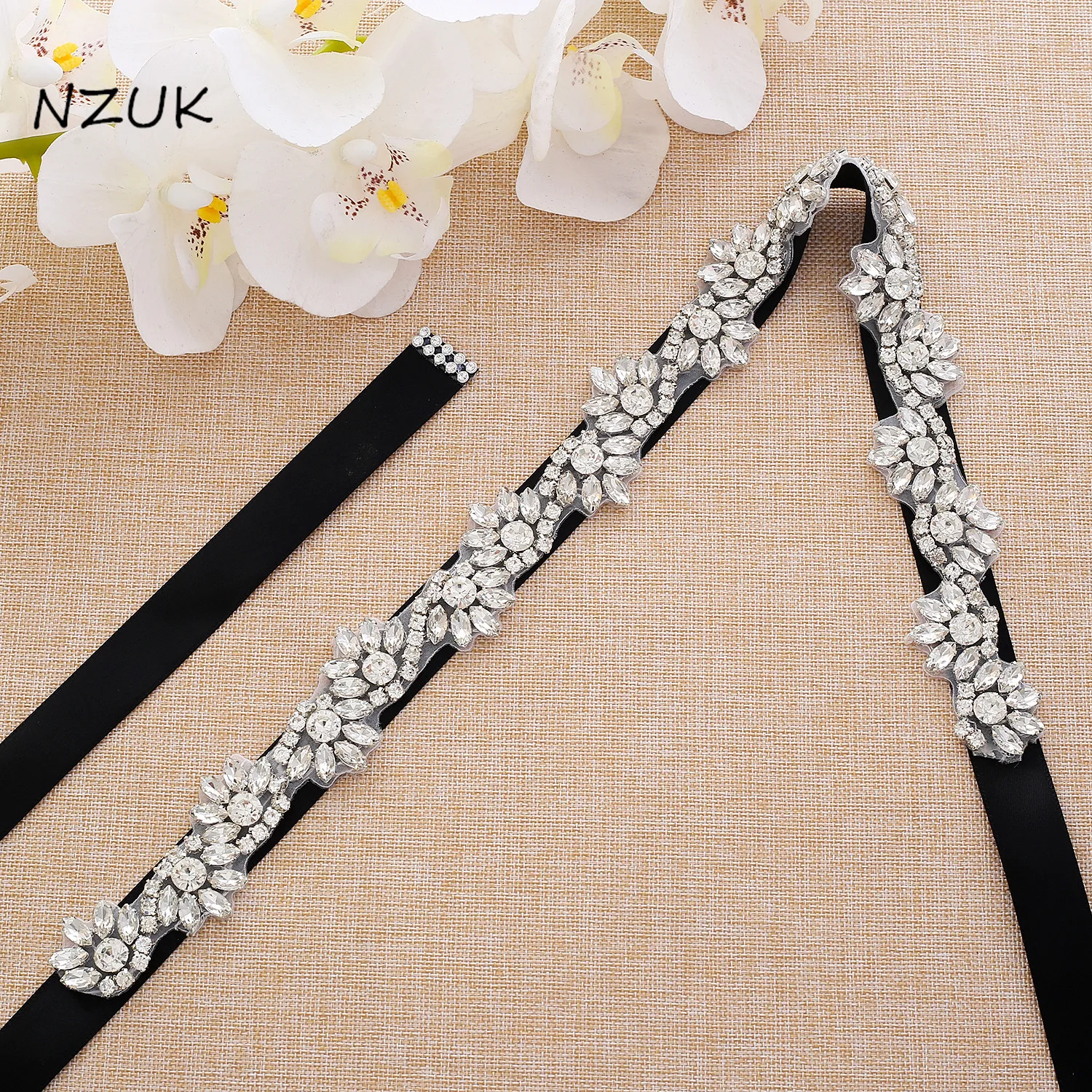 

Crystal Satin Wedding Belts Diamond Rhinestone Bridal Belt Ribbon Sash Belt with Stones for Evening Prom Dresses ZZY147S