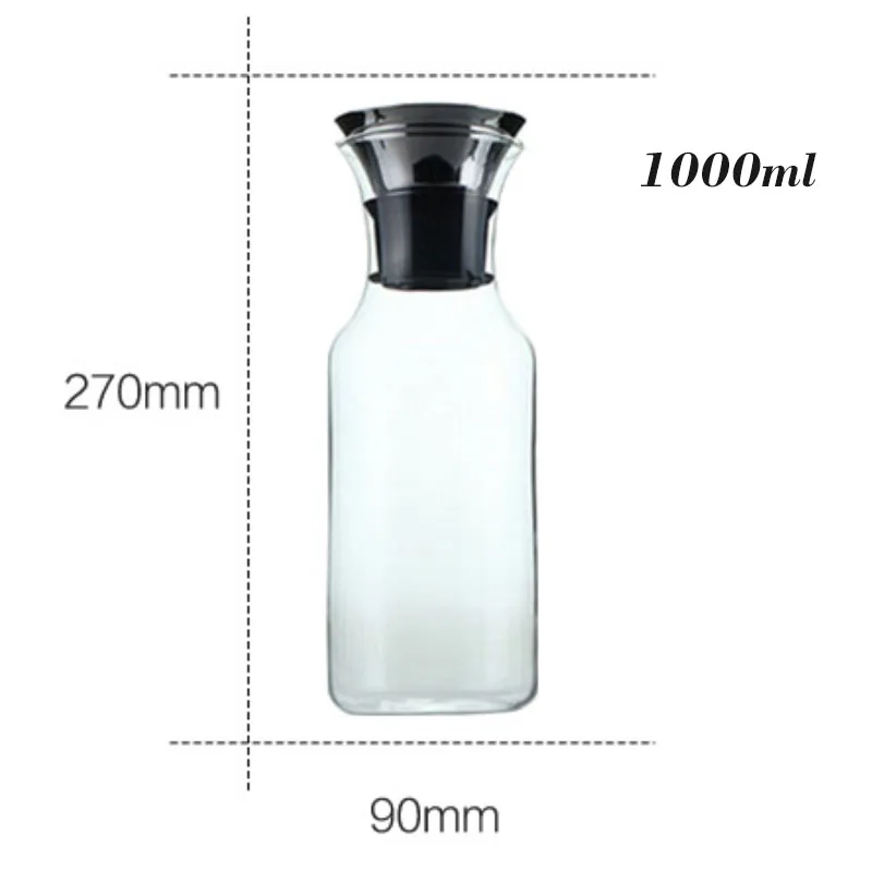 Прозрачный стеклянный графин с силиконовой крышкой из нержавеющей стали с откидной крышкой для воды с горячей или холодной водой бутылка для сока напитки SH340