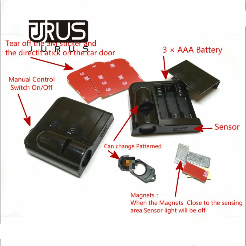 JURUS 2 шт. беспроводной светодиодный Автомобильный Дверной светильник Добро пожаловать логотип светильник для Suzuki для Chrysler для Chevrolet логотип проектор призрак тени лампа